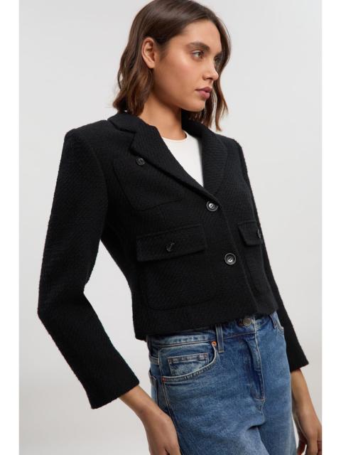 Textured Tweed Cropped Tailored Jacket