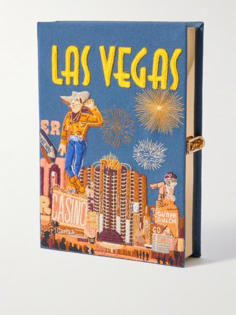 Las Vegas Embroidered Appliquéd Canvas Clutch