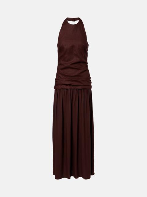 Tali halterneck linen maxi dress