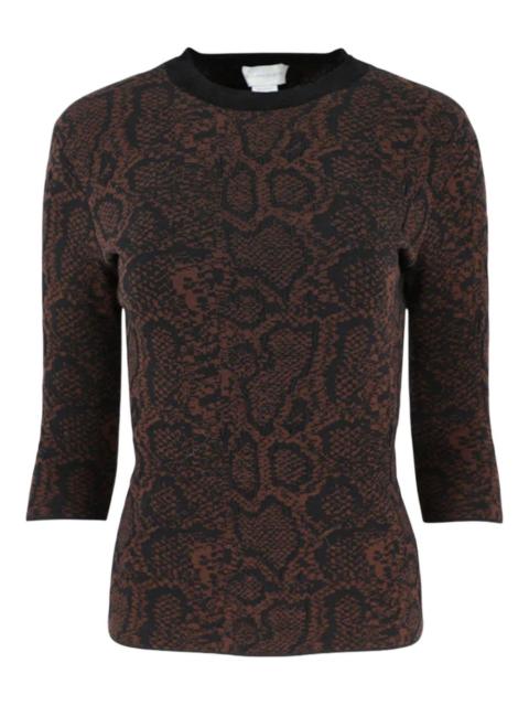 snake-print quarter-sleeve T-shirt