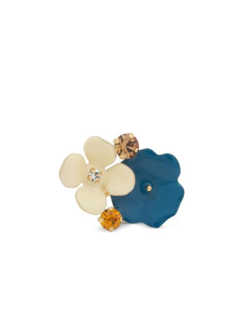 enamelled flower rhinestone ring