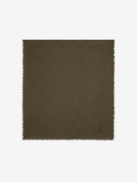 Wide Check Wool Silk Scarf