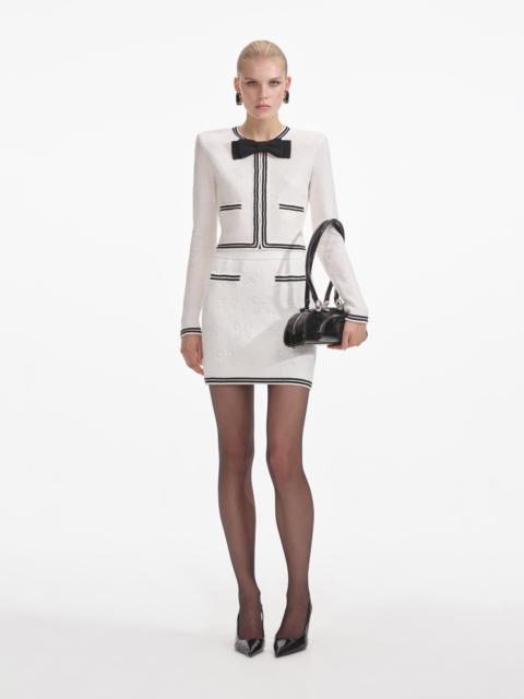 Cream Bow Jacquard Mini Skirt