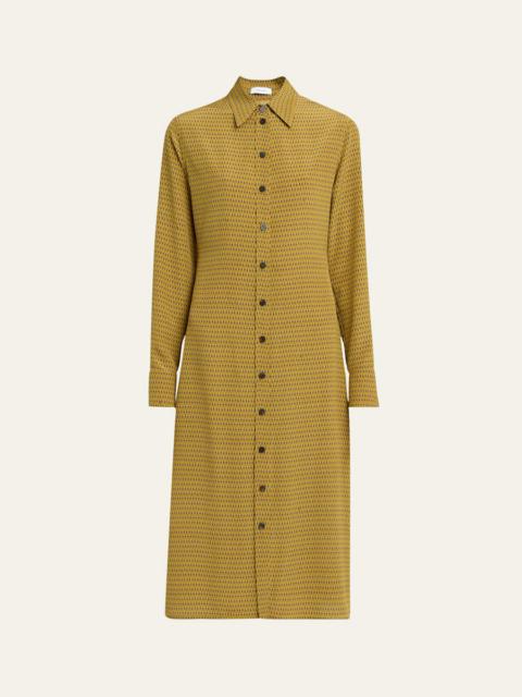 Peacock Silk Crepe De Chine Shirtdress