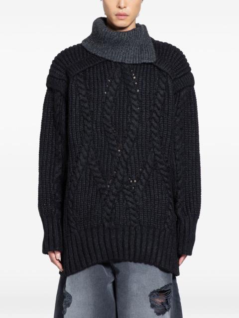 contrast high-neck knit jumper