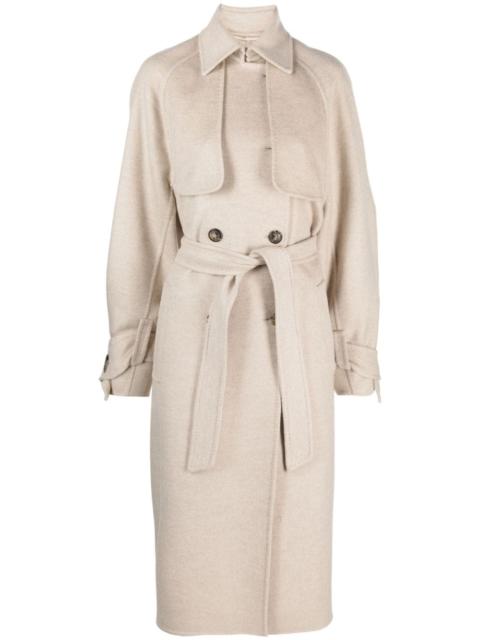 belted-waist cashmere coat