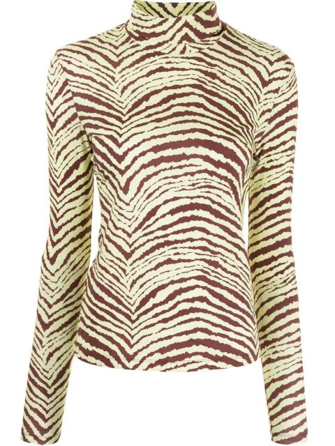 tiger-print high-neck top