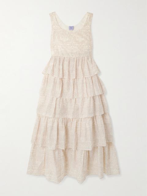 Ines Tiered Printed Cotton And Silk-blend Maxi Dress
