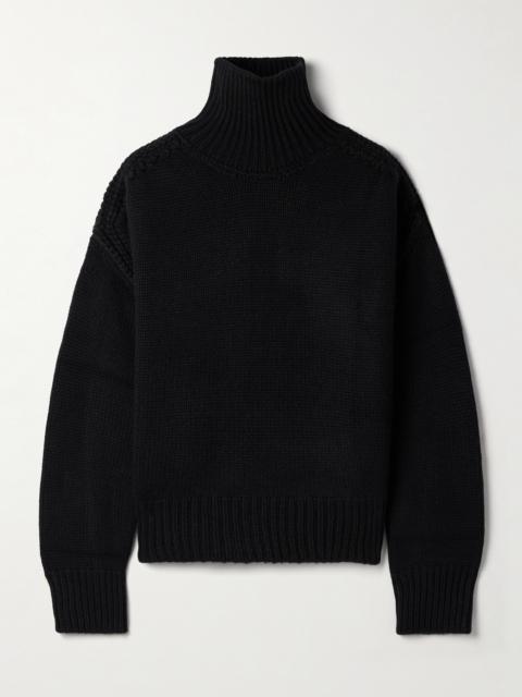 Oversized Cutout Ribbed Cashmere Turtleneck Sweater