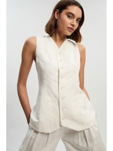 Viscose Linen Woven Longline Waistcoat