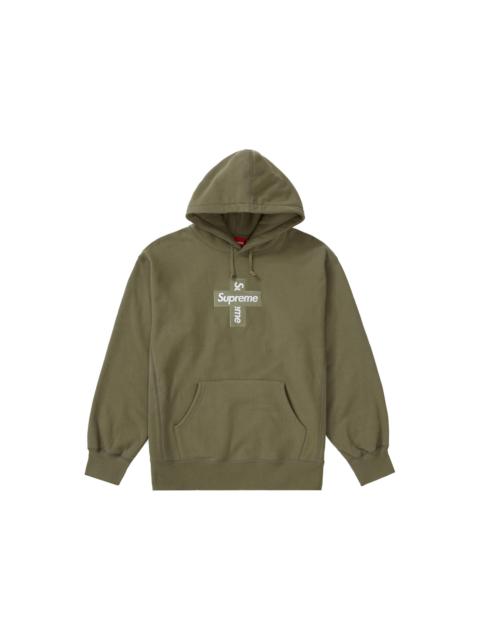 Supreme Cross Box Logo Hooded Sweatshirt Light Olive