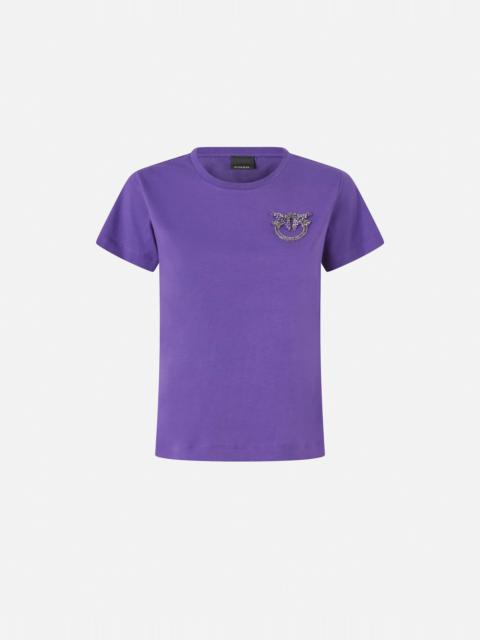 T-SHIRT WITH CRYSTAL-EMBROIDERED LOVE BIRDS LOGO