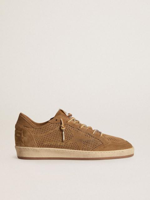 Men’s Ball Star in perforated tobacco-colored suede