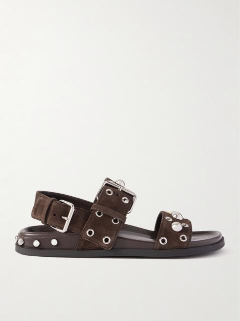 Nellcôte 20 Studded Eyelet-embellished Leather And Suede Sandals