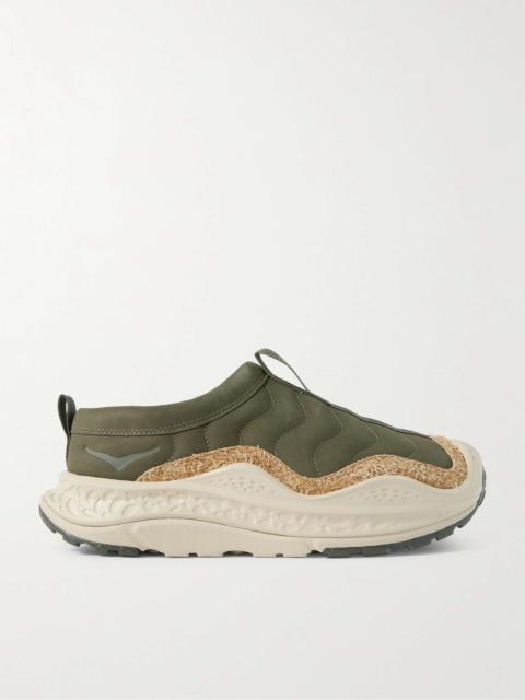 U Ora Primo TP Brushed Suede-Trimmed Nubuck Slip-On Sneakers