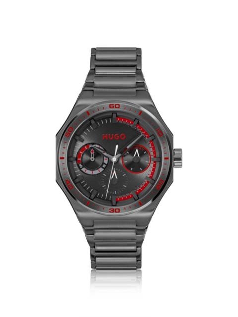 BLACK-PLATED WATCH WITH TONAL DIAL