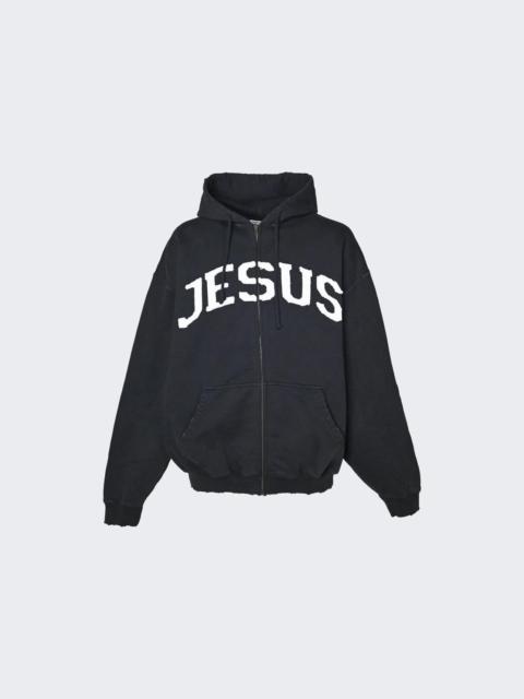 Jesus Christ Zip-up Hoodie Washed-out Black