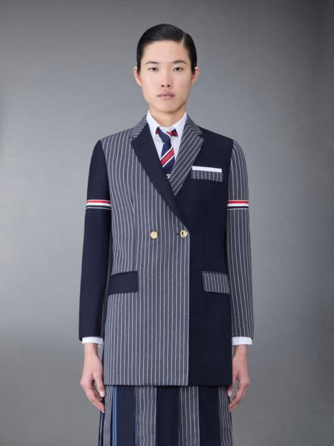 Fun-Mix Pinstripe and Super 120's Armband Double Breasted Classic Sport Coat