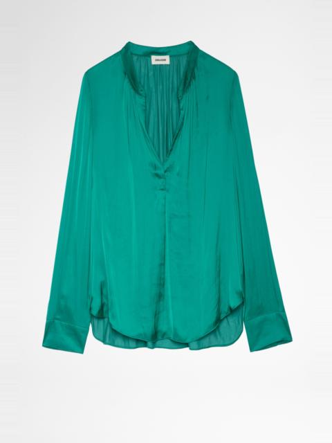 Tink Emerald Green Satin Blouse