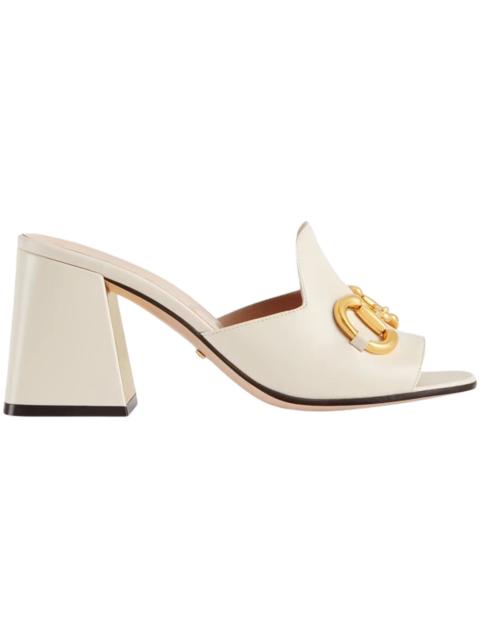 Gucci Horsbit 75mm Heeled Sandal White Leather