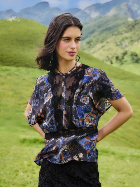 Black Snakes Bouquet Blouse