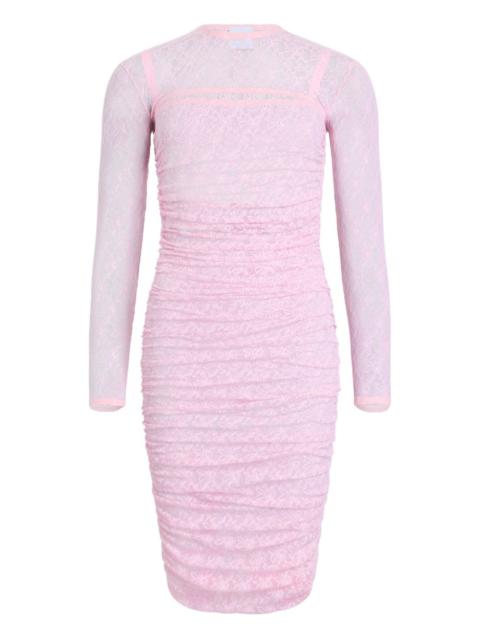 lace ruched midi dress