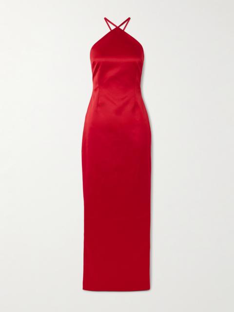 Fern Tie-detailed Duchesse-satin Gown