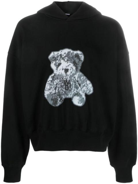teddy bear-print cotton hoodie