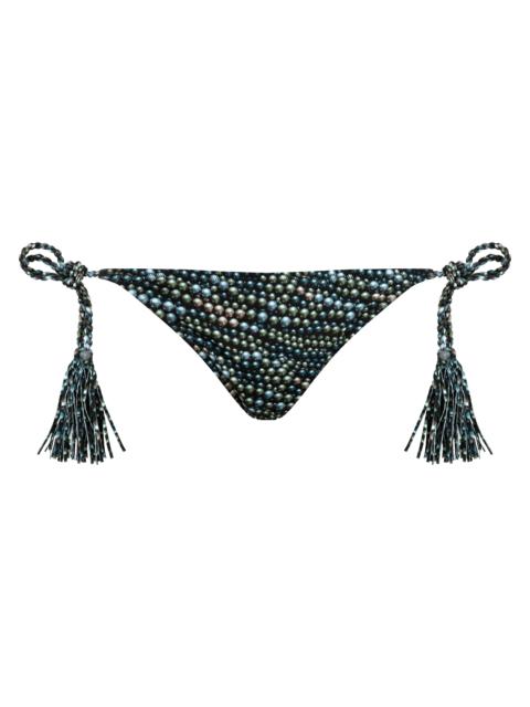 Women Tassel Side-tie Bikini Brief Bottom Pearl