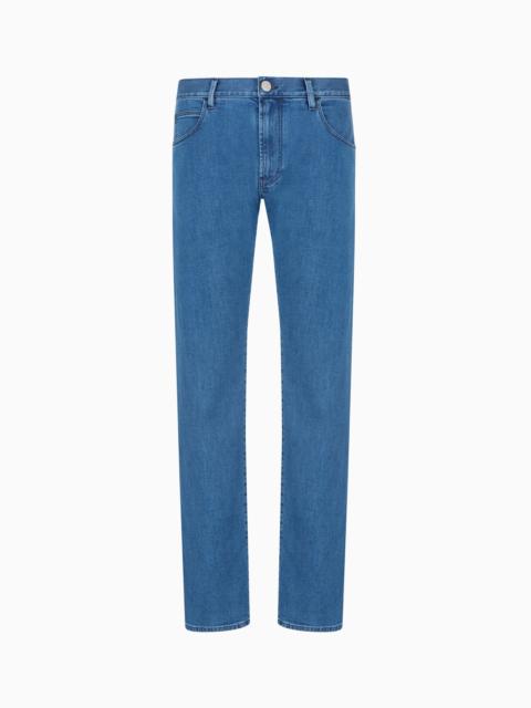 FIVE-POCKET, REGULAR-FIT, STRETCH COTTON-DENIM TROUSERS