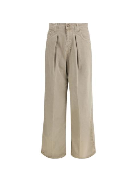 pleated wide-leg jeans