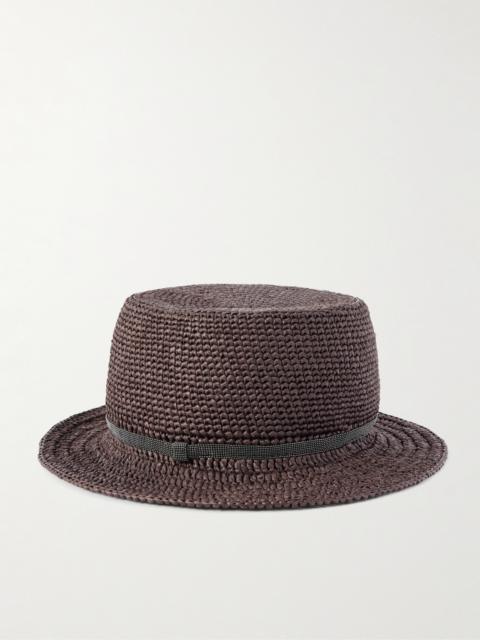 Bead-embellished Faux Raffia Bucket Hat