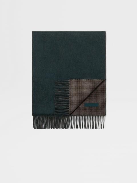 DARK BROWN AND DARK GREEN OASI CASHMERE SCARF