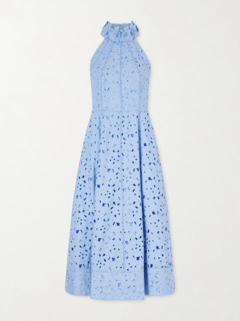 Nuvola Appliquéd Broderie Anglaise Cotton Halterneck Midi Dress