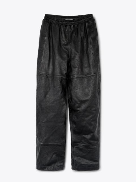 Black Worn Moto Leather Sweatpant