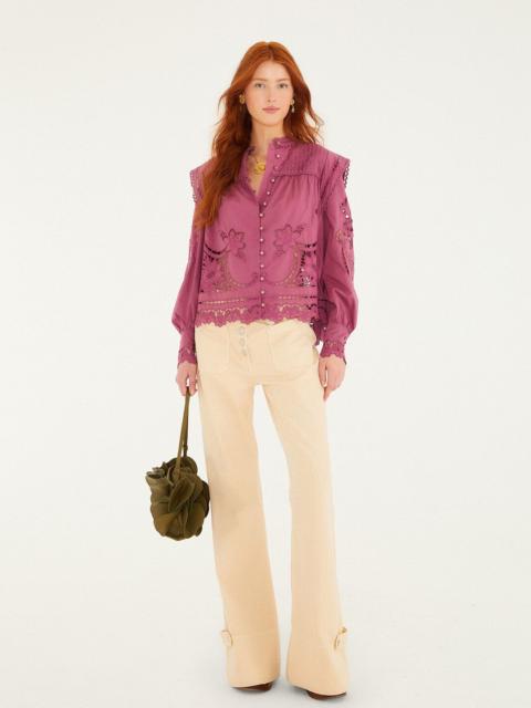Light Pink Buttoned Flare Pants