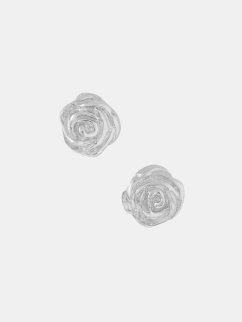 Tiny Rose Earrings in Sterling Silver