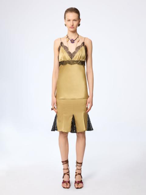 Gold V-Neck Silk Satin Top