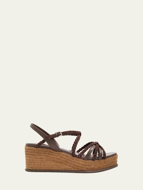 60mm Nyra Leather Espadrille Wedge Sandals
