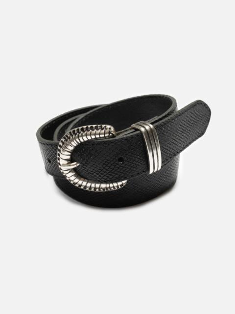 Faux Reptile Leather Belt Black