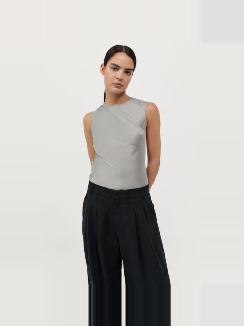 Soft Silk Rouleau Tie Top - Silver