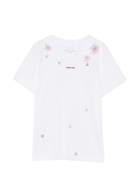 floral appliqué T-shirt