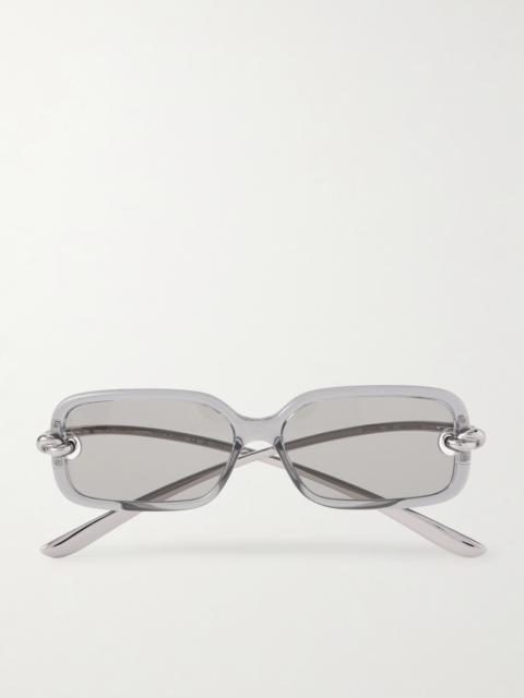 Knot Rectangular-frame Acetate And Silver-tone Sunglasses