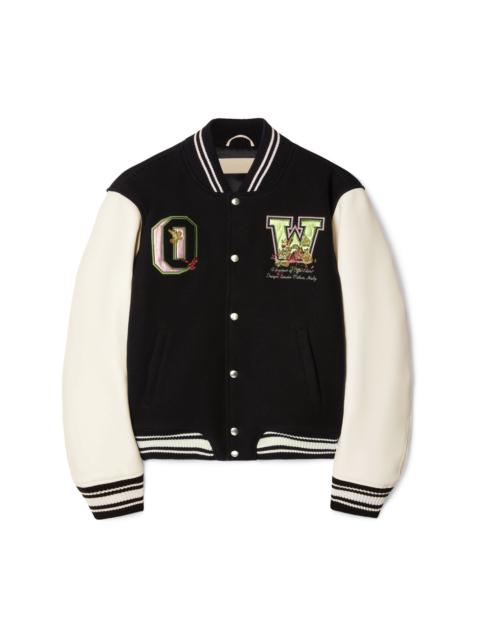 Black Flowers Varsity Jacket