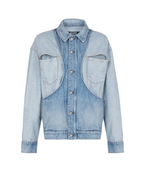 Reverse cut denim jacket