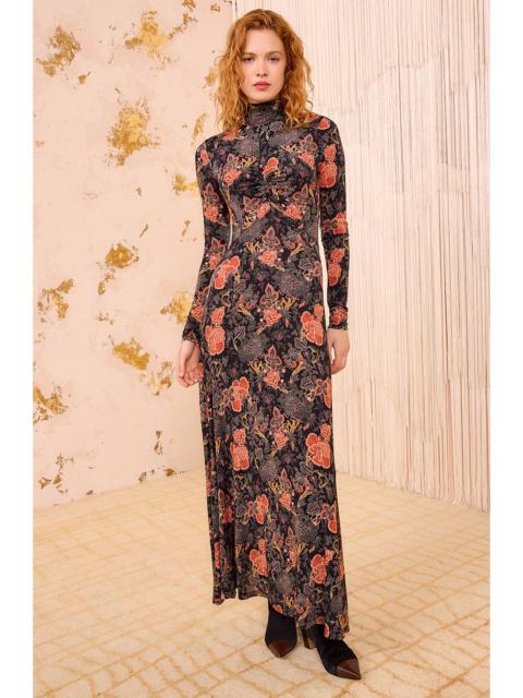 Koa Jersey Ruched Front Turtleneck Dress