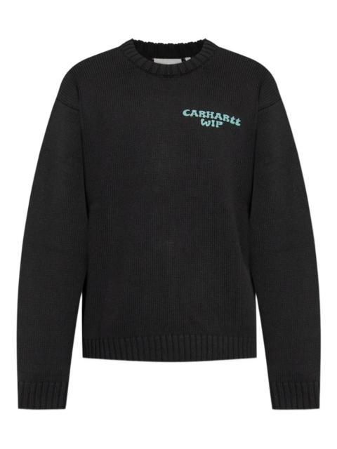 logo-embroidered ribbed sweater