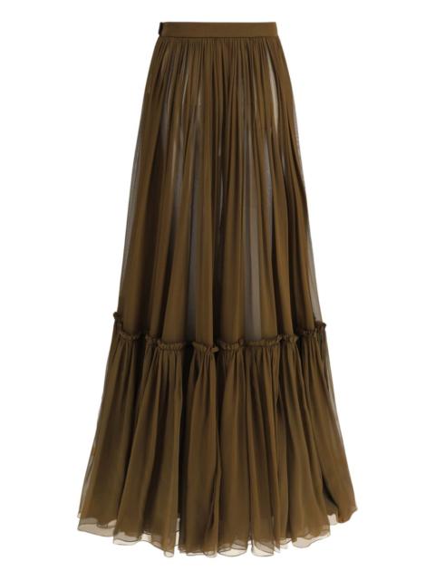 tiered silk long skirt