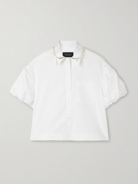 Cropped Embellished Cotton-poplin Shirt