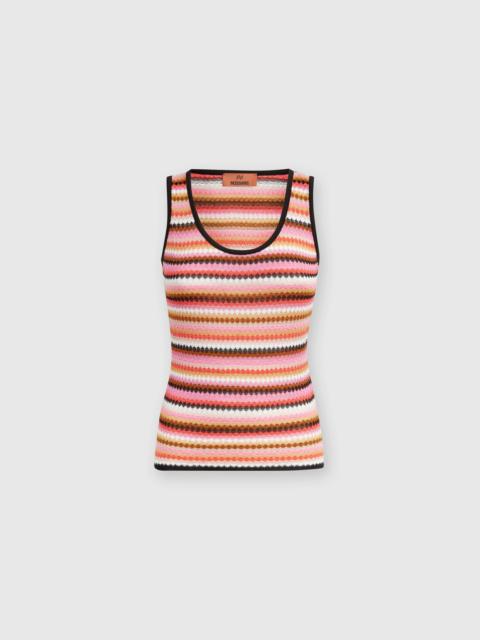 Striped cotton and viscose tank top